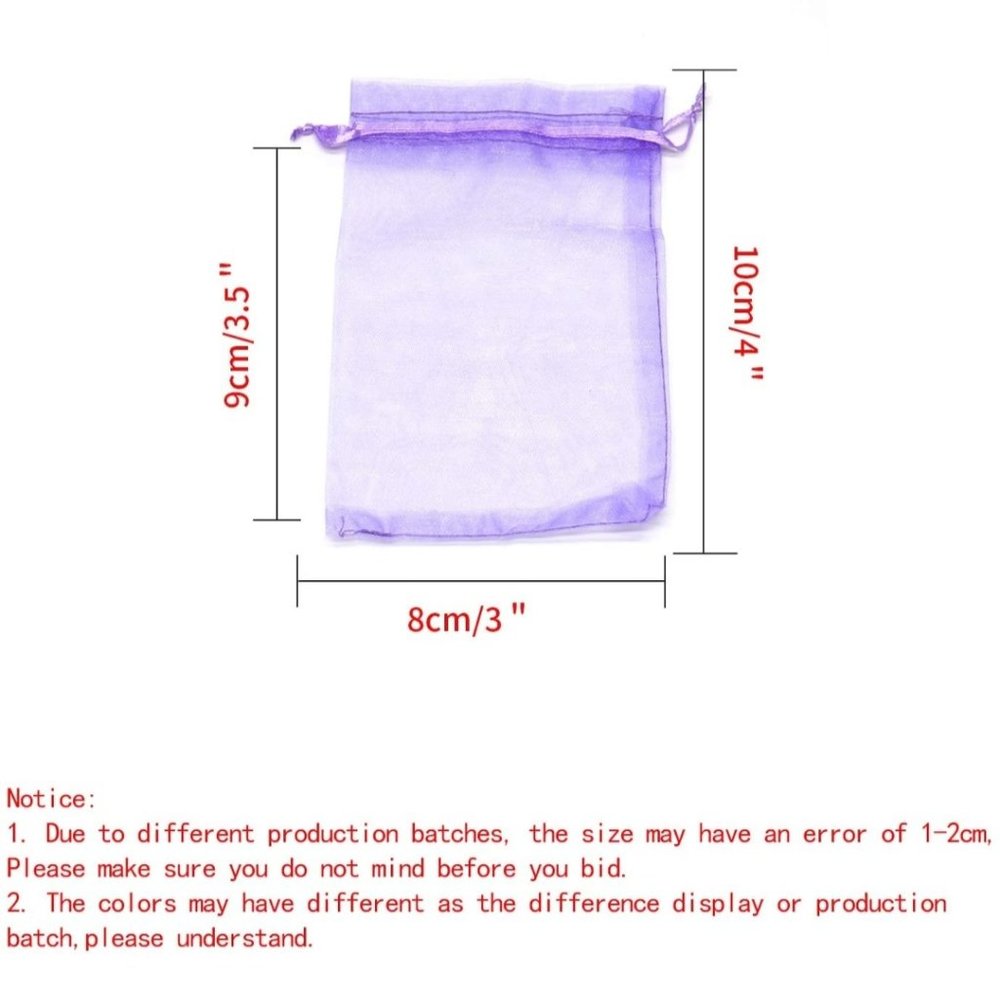10 Light Purple Organza Drawstring Bags 3x4 - Picture 5 of 5
